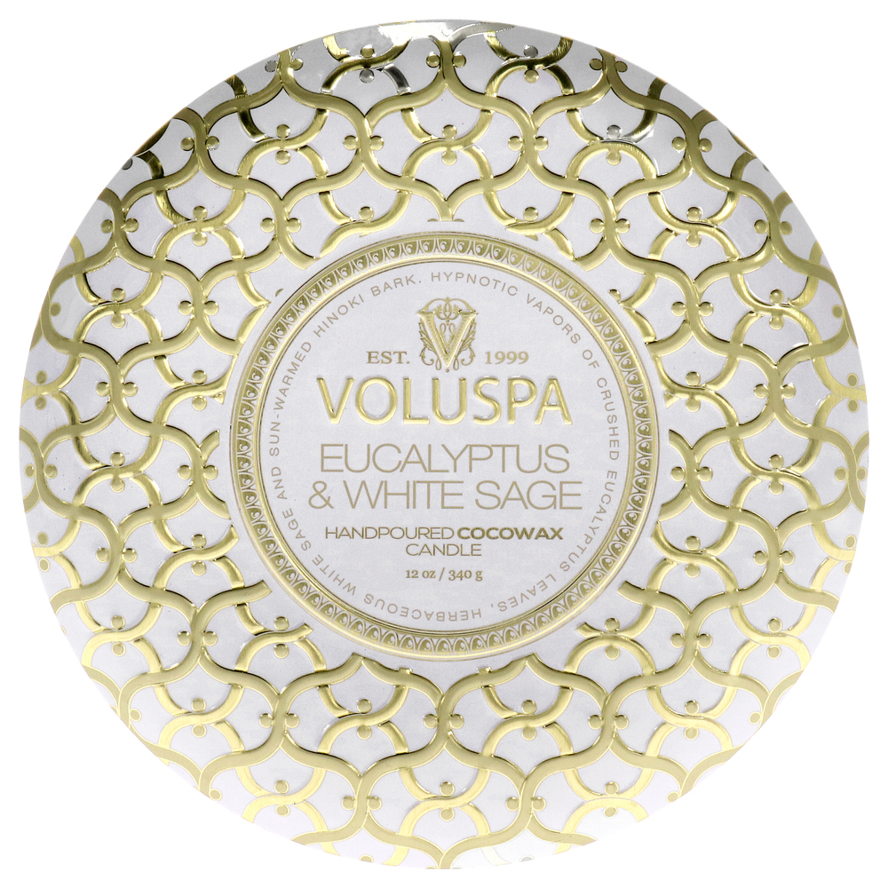 3 Wick Tin Candle-Eucalyptus and White Sage by Voluspa for Unisex-12 oz Candle